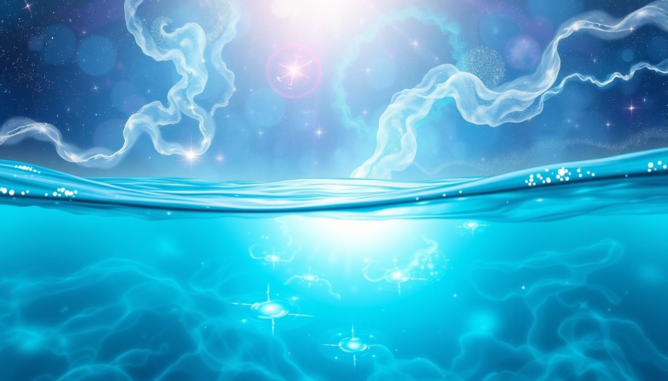 Een heldere turquoise oceaan symboliseert innerlijke rust en helderheid.