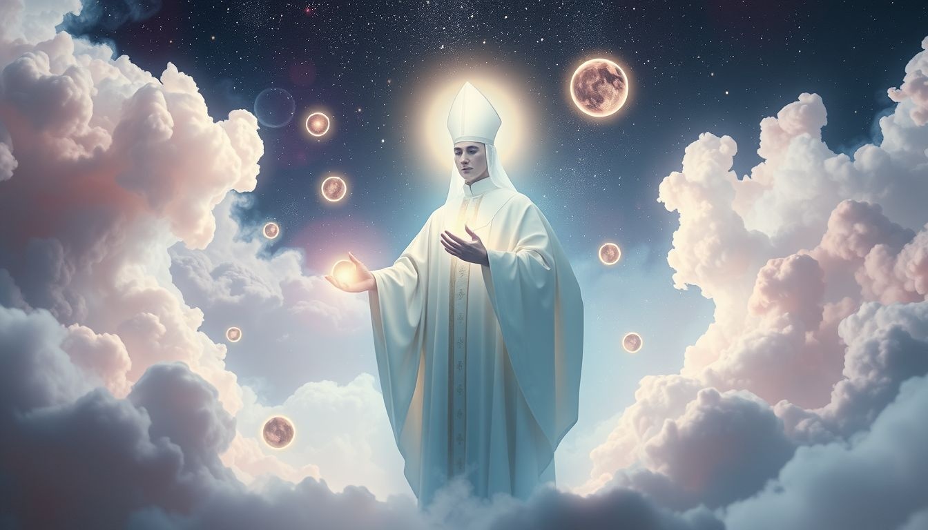 Een hulpbisschop die een mis leidt symboliseert spirituele leiding.