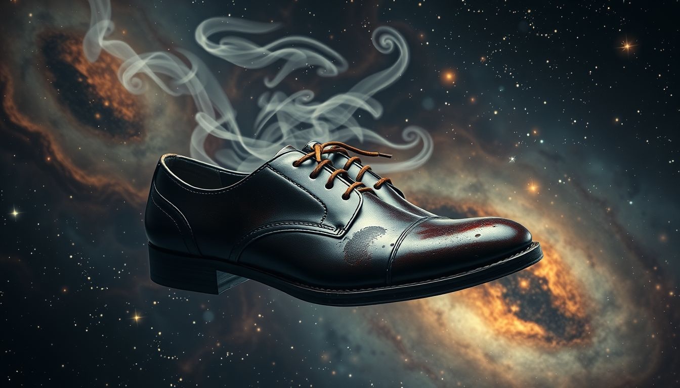 Vies leren schoenen met lak symboliseren verborgen zorgen en onzekerheid.