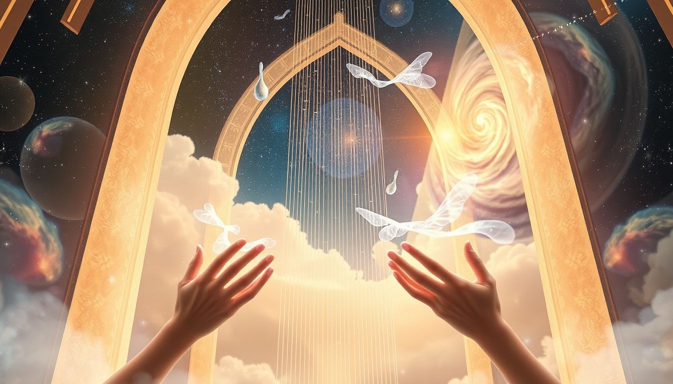 Snaren plukken in een kerk symboliseert spirituele verbinding en harmonie.