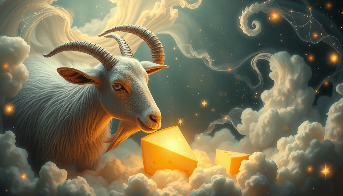 Dromen over een geit die kaas eet, symboliseert eigenzinnige creativiteit.