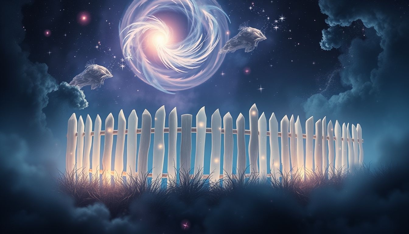 Een palissade in een bos symboliseert bescherming tegen innerlijke dreigingen.