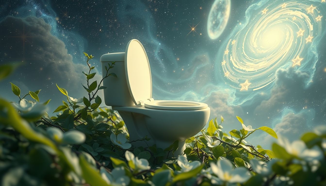 Een toilet in de natuur symboliseert persoonlijke behoefte aan vrijheid.