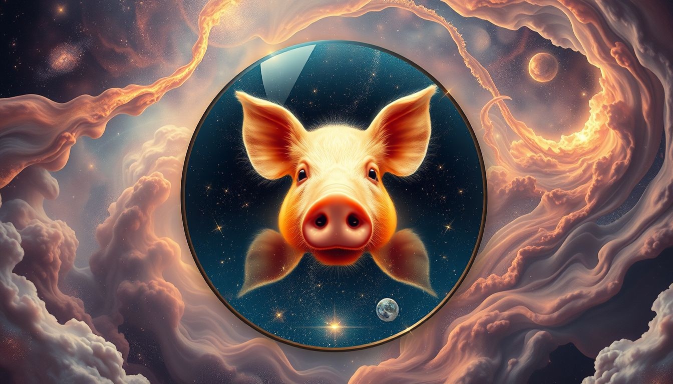 Een varkensneus in spiegelbeeld symboliseert verborgen zelfinzicht.