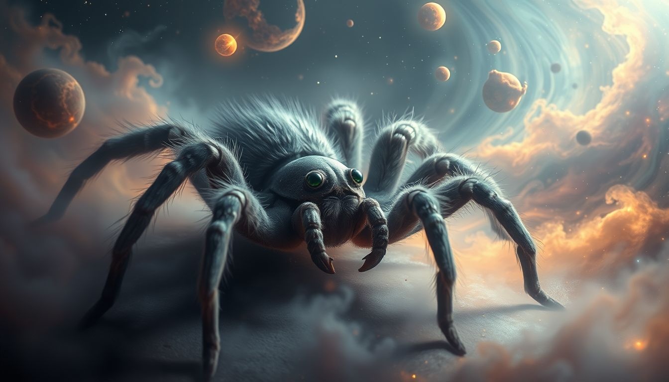 Een pratende tarantula symboliseert verborgen angsten die tot expressie komen.