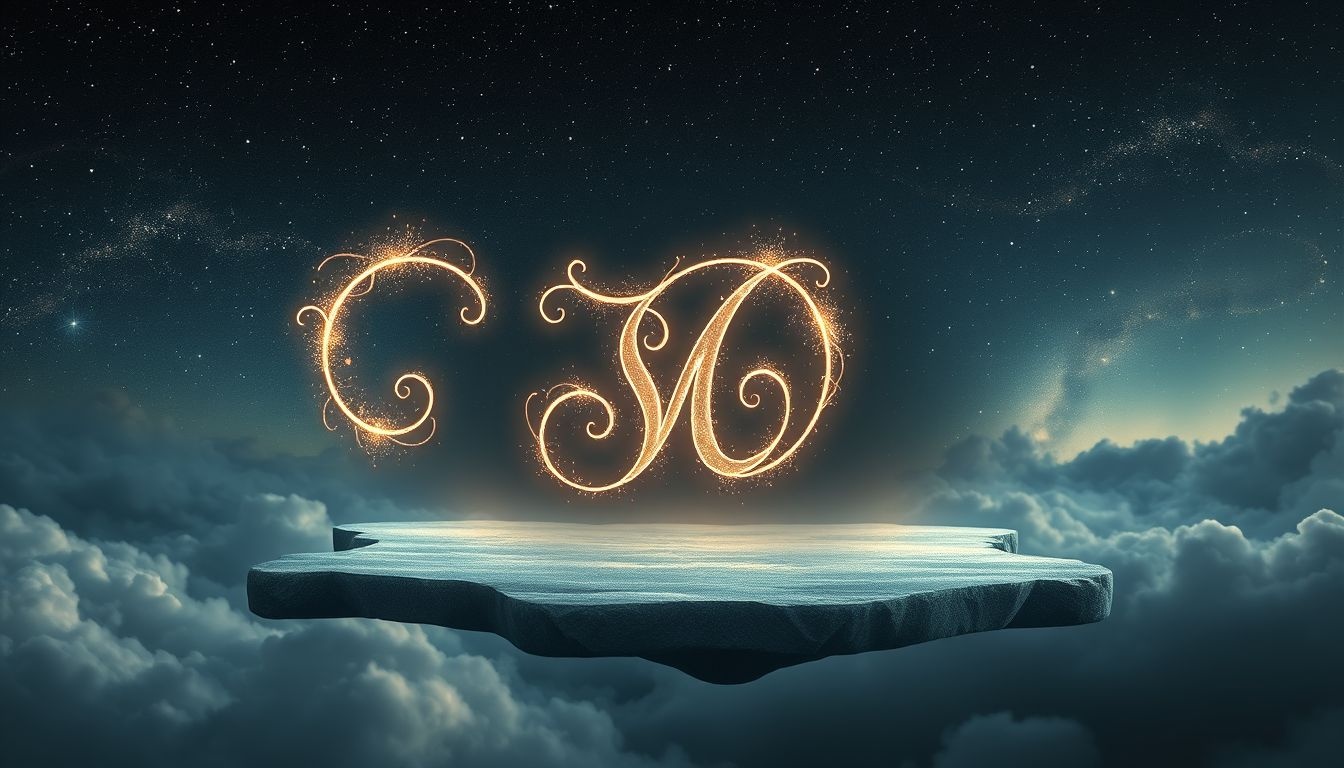 Een monogram op een schoolbord symboliseert leerproces en zelfidentiteit.