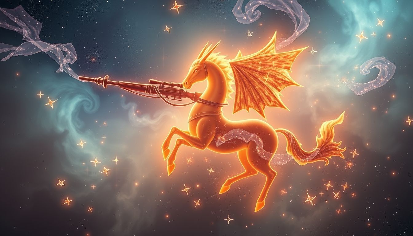 Een dragoon met geweer symboliseert moed en strijdkracht.