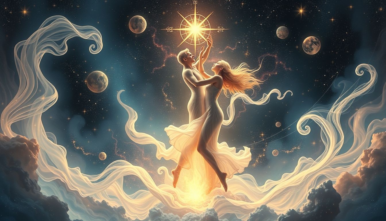 Dansende Adam en Eva symboliseren harmonie en nieuwe verbindingen.