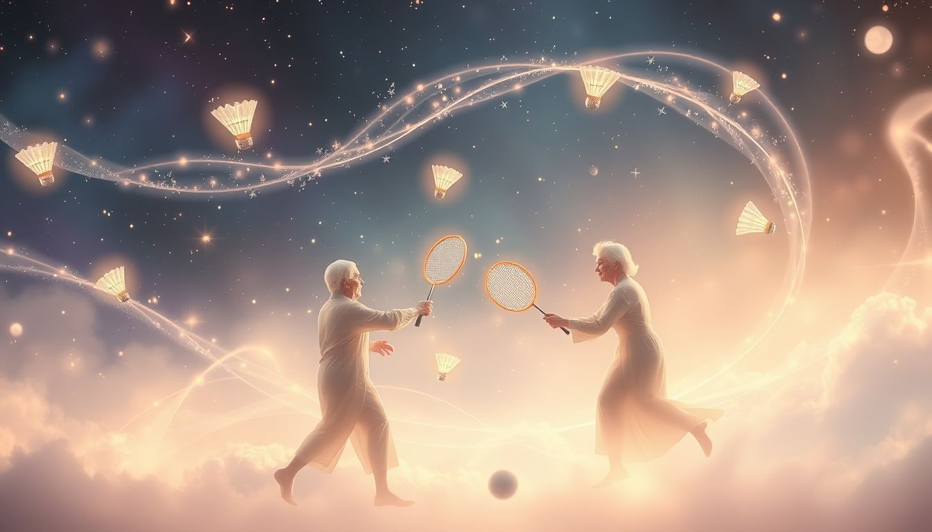 Dromen over badminton met ouderen symboliseert levenswijsheid en samenwerking.
