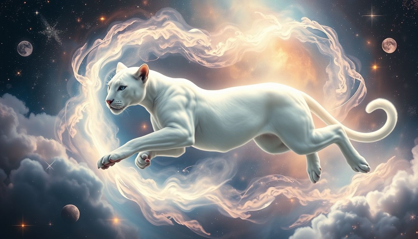 Een witte panter symboliseert zuiverheid en verborgen kracht in dromen.