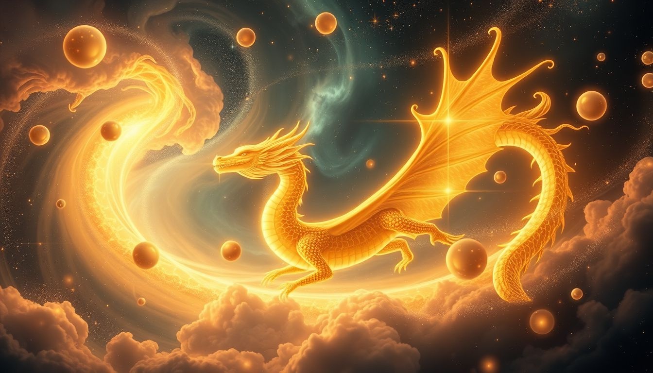 Een gouden draak symboliseert kracht, voorspoed en spirituele groei.
