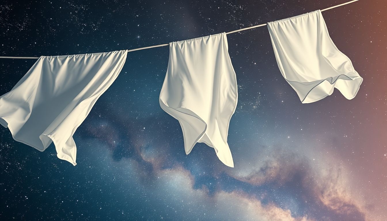 Drogen lakens aan de waslijn symboliseren zuivering en loslaten.