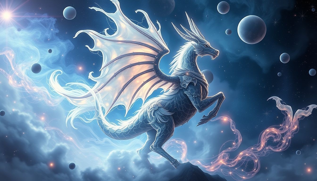 Een dragoon die danst symboliseert innerlijke vrijheid en kracht.