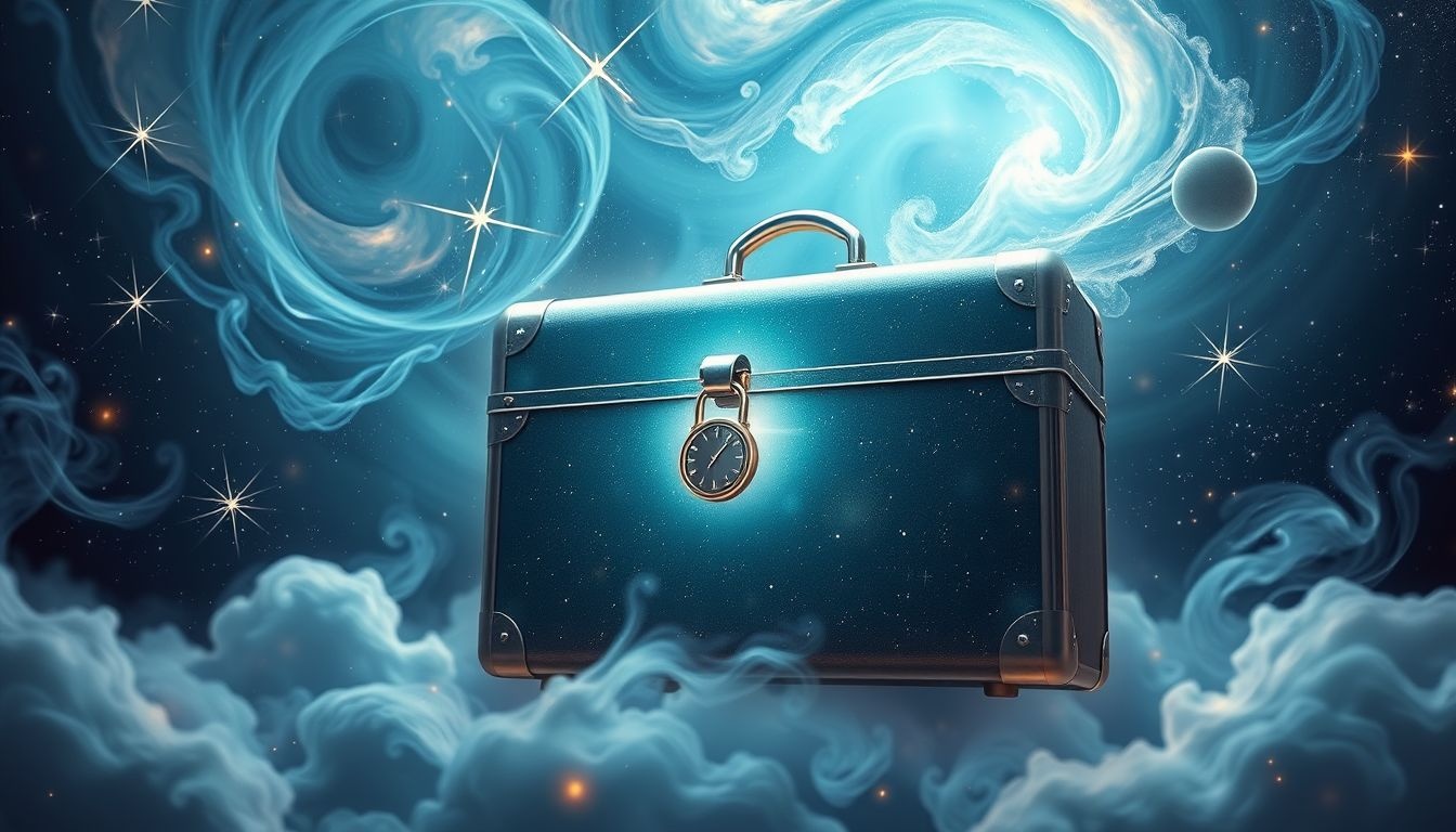 Een slot op de koffer symboliseert geheimen en ontoegankelijke herinneringen.