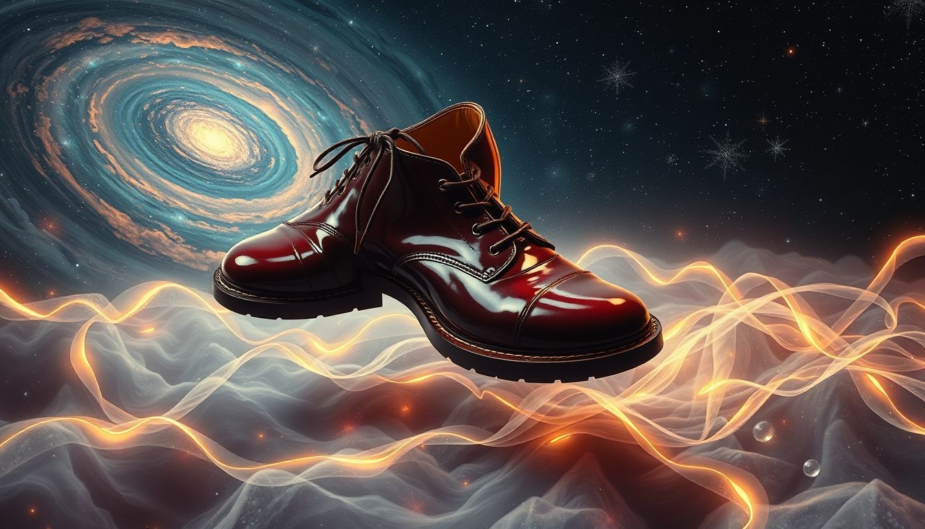 Te grote leren lak schoenen symboliseren onzekerheid in nieuwe uitdagingen.
