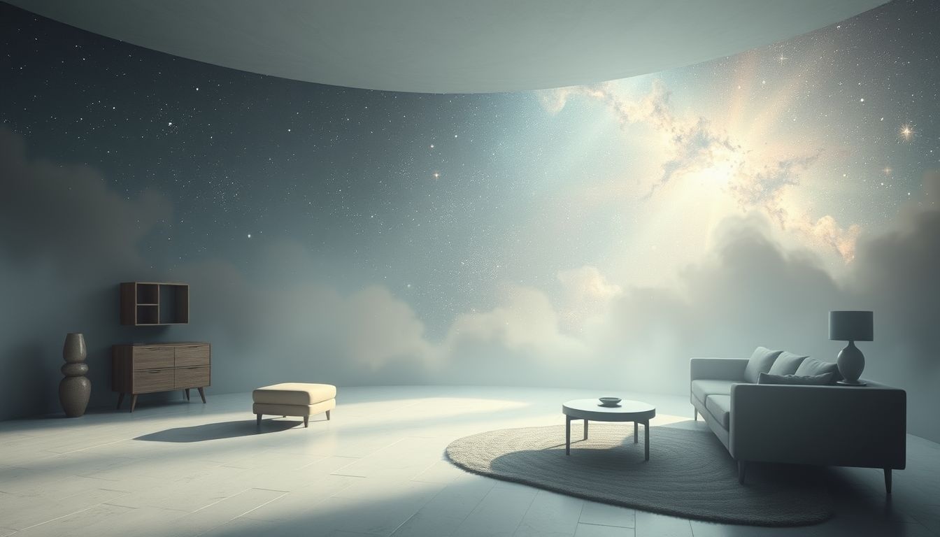 Een lege salon symboliseert vaak gevoelens van verlatenheid en rust.