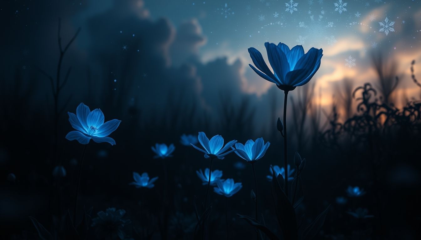 Blauwe camassia's symboliseren hoop in donkere, onheilspellende tuinen.
