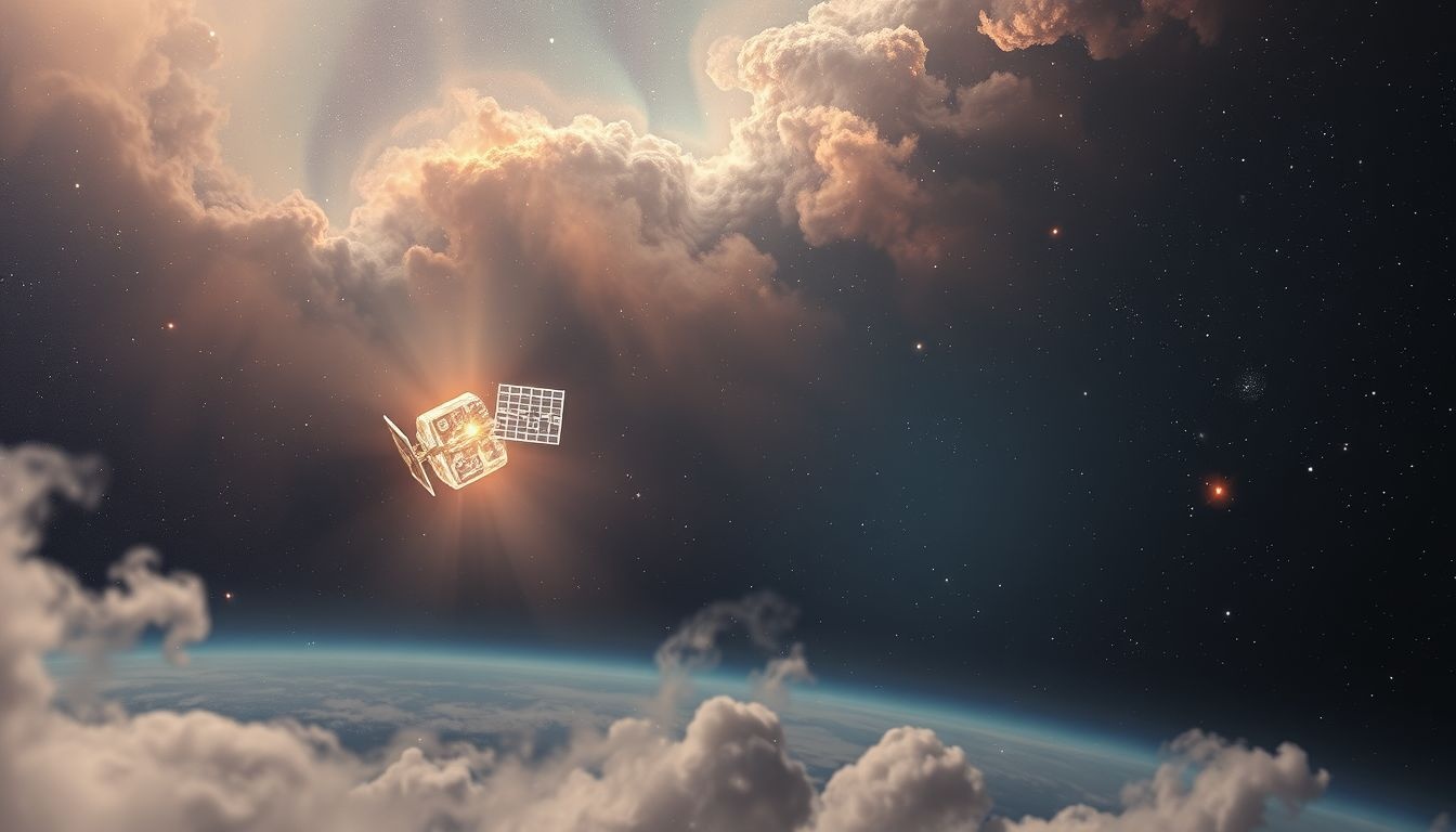 Een kapotte satelliet symboliseert verbroken communicatie of mislukte plannen.