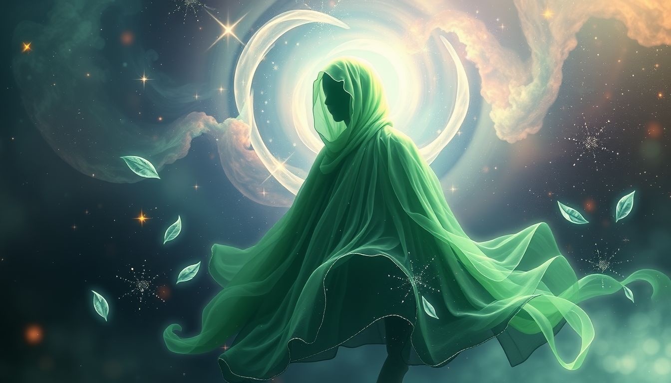 Een groene capelet symboliseert hoop en groei in je dromen.