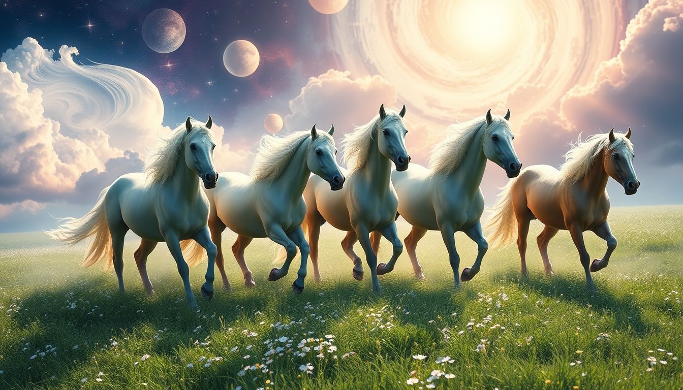 Een kudde showpaarden symboliseert succes en sociale erkenning in dromen.