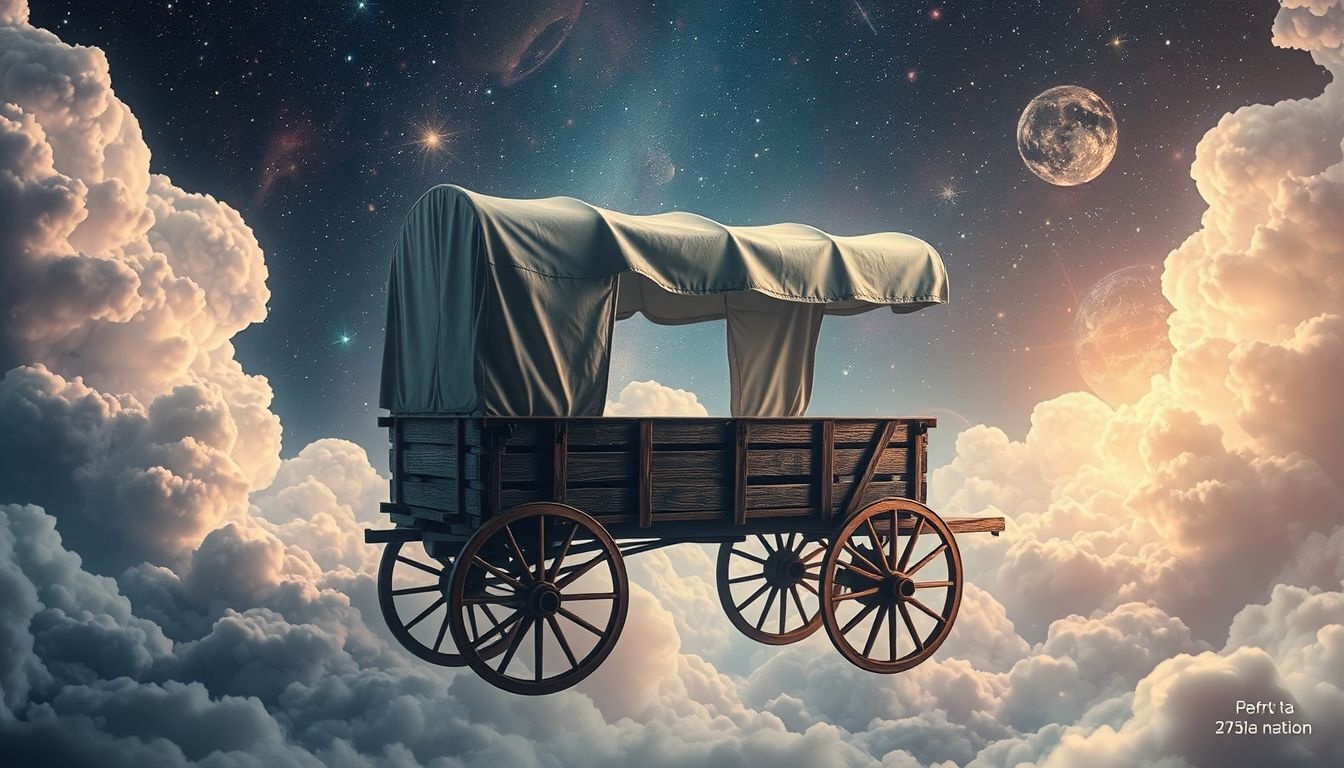 Een lege gedekte wagen symboliseert gemiste kansen en nieuw begin.