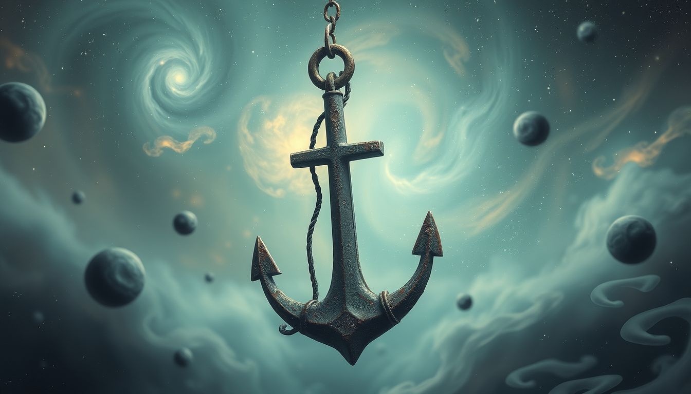 Roestvlekken op een anker symboliseren verlies van stabiliteit en vertrouwen.