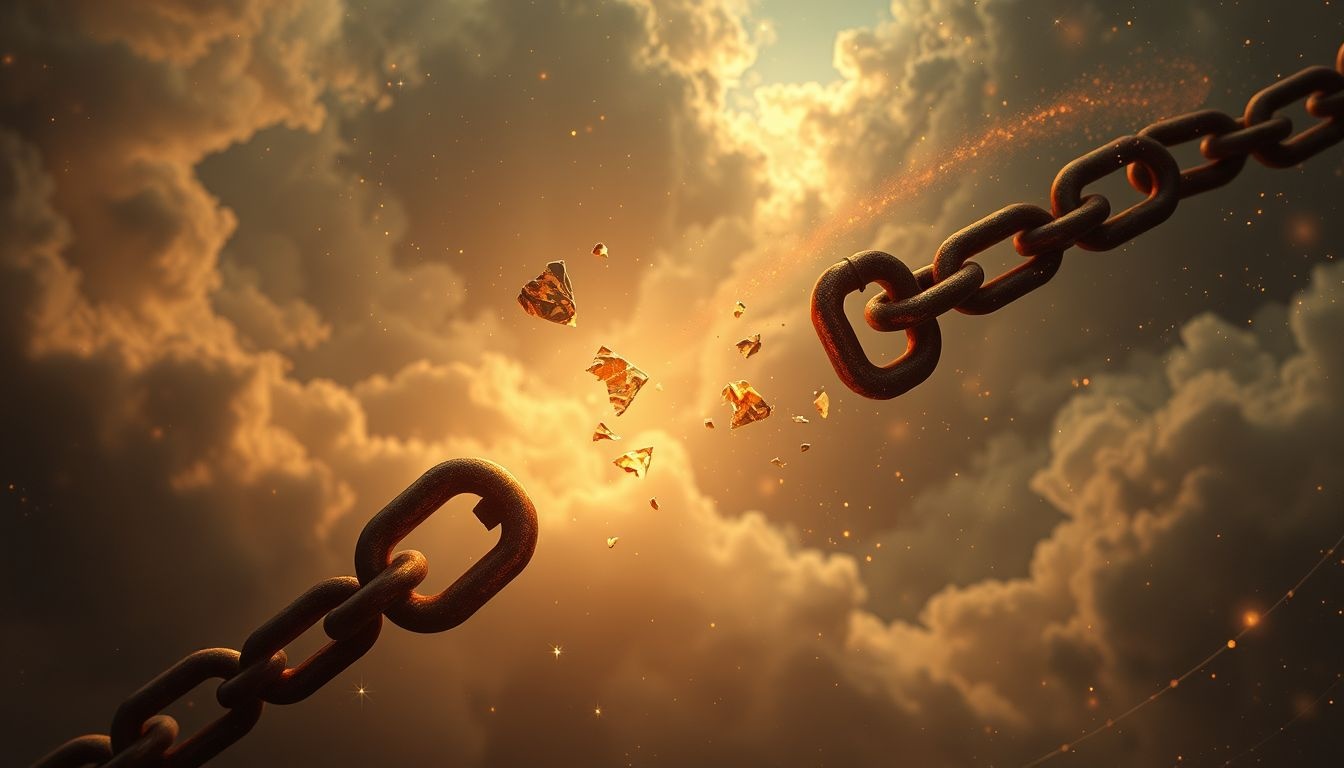 Roestvlekken op ketting symboliseren vaak verbroken relaties en afstand.