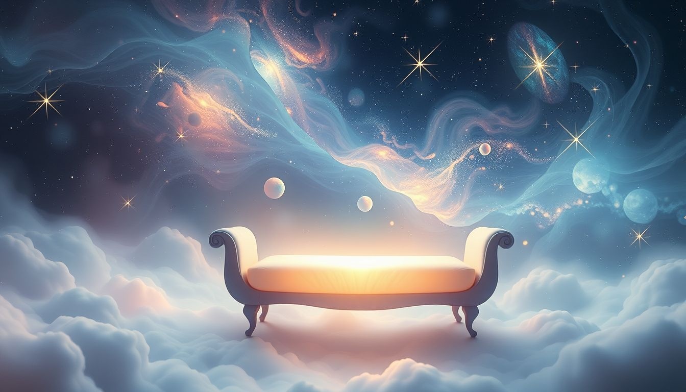 Dromen over een divan in onbekende ruimte symboliseert innerlijke onzekerheid.