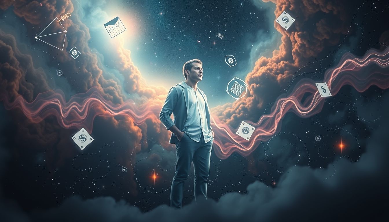 Dromen over een econoom in casual kleding symboliseert financiële flexibiliteit.