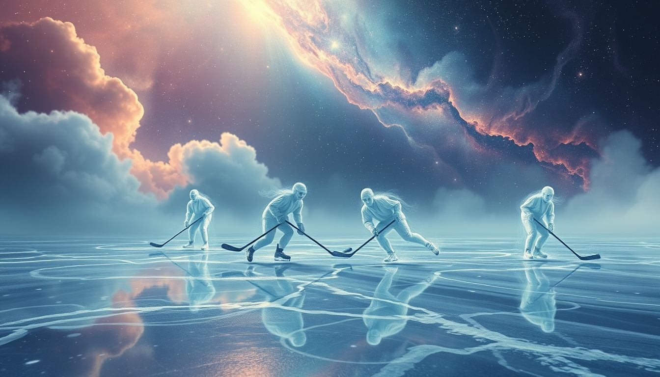 Dromen over ijshockey met onbekende sterren symboliseert onverwachte samenwerking.