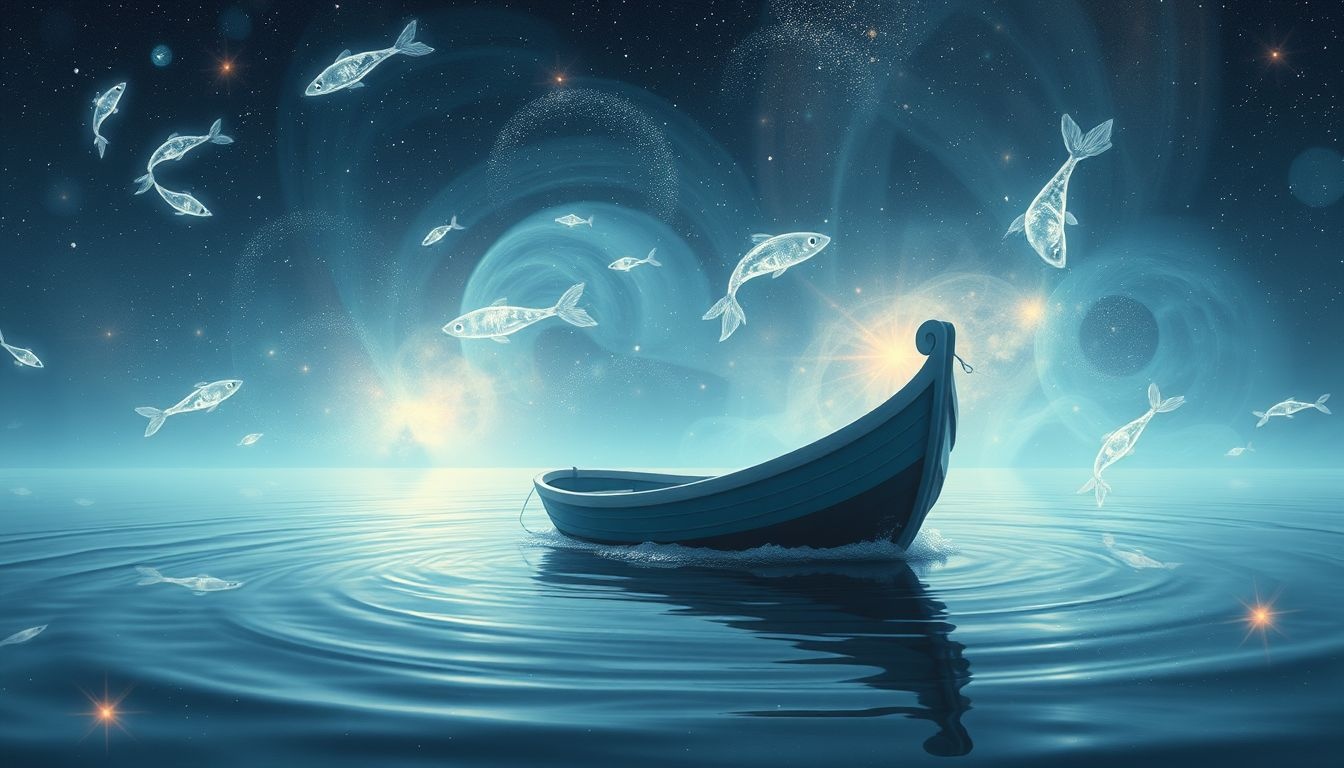 Dromen vissen vanaf een boot symboliseert zoeken naar nieuwe kansen.