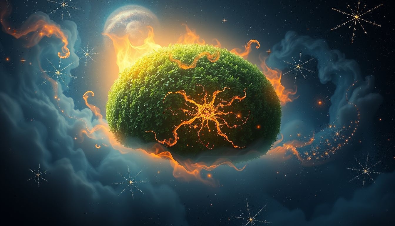 Een brandende haag symboliseert innerlijke conflicten en transformatie.