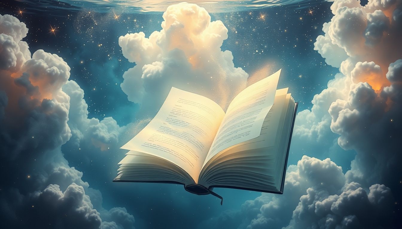 Droom 14 symboliseert emotionele overbelasting door onderwater oefenboeken.