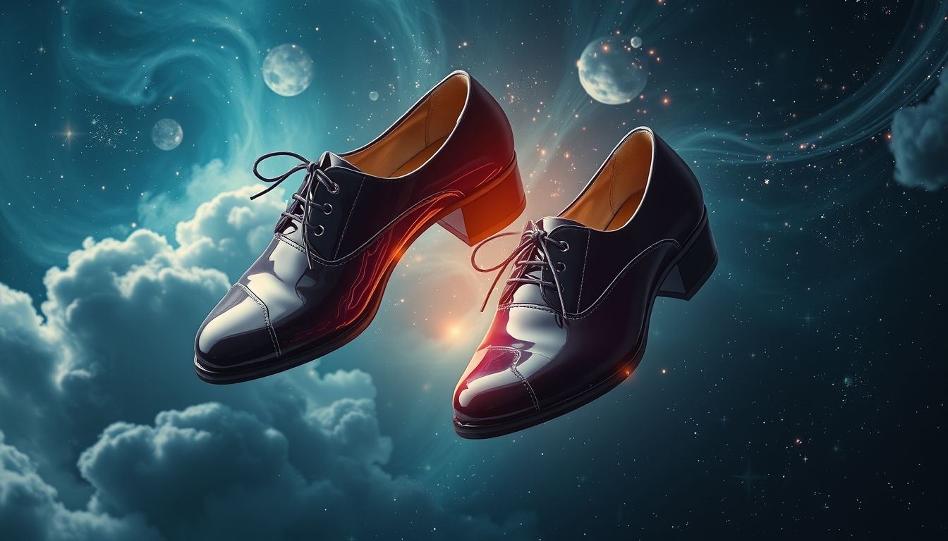 Beschadigde lakleren schoenen symboliseren onzekerheid in zelfvertrouwen.