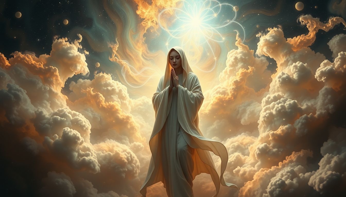 Een biddende prior symboliseert innerlijke rust en spirituele leiding.