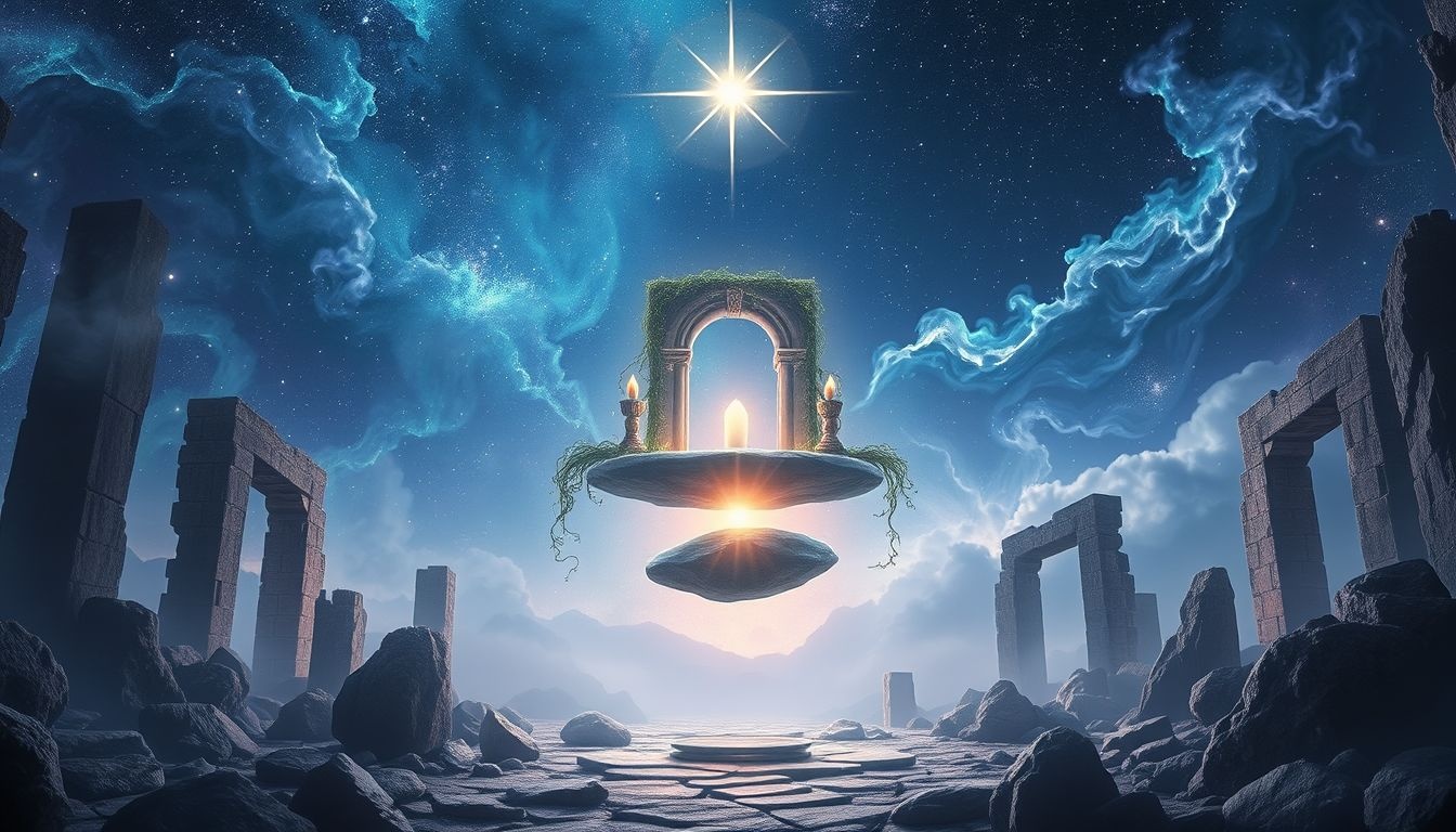 Een veldaltaar in ruïne symboliseert verloren spirituele verbindingen.