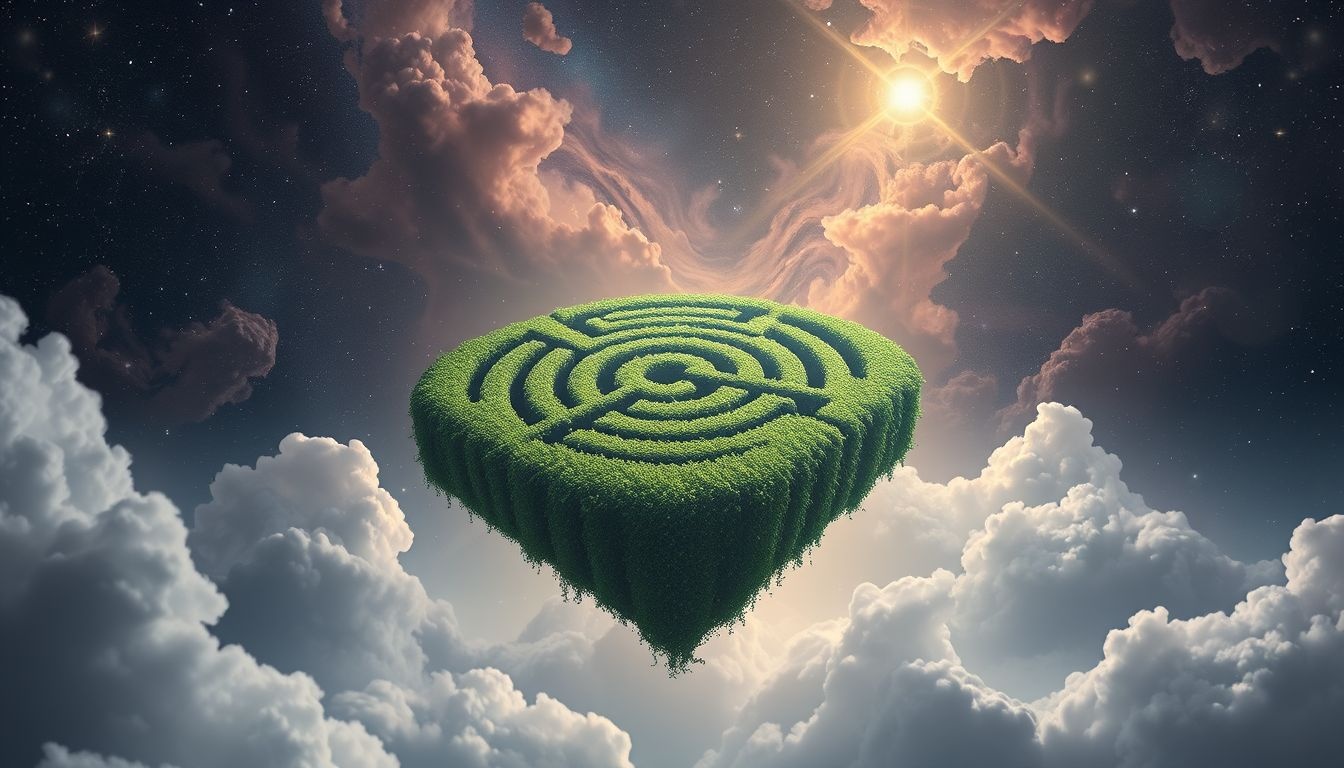 Een haag als labyrint symboliseert verwarring en innerlijke zoektocht.