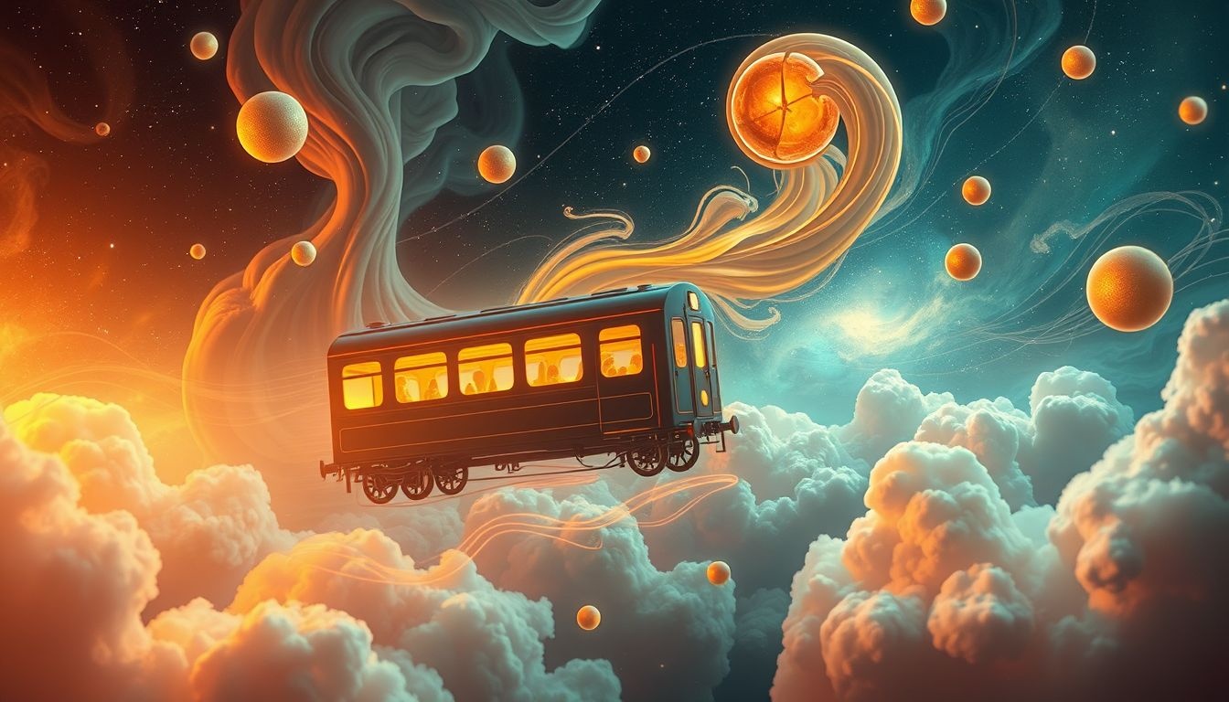 Eten in een treinwagon symboliseert gedeelde reis en nieuwe verbindingen.