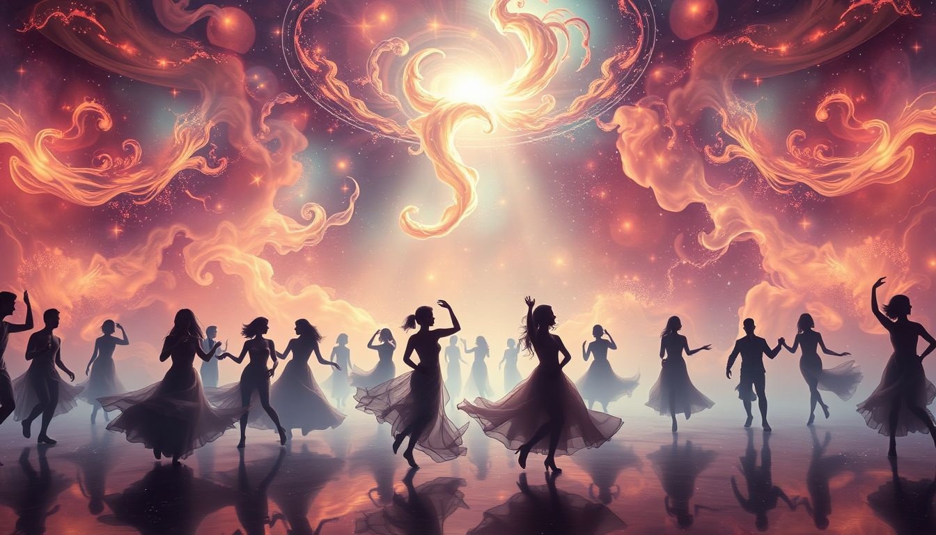 Dansen in een volle balzaal symboliseert sociale verbondenheid en vreugde.