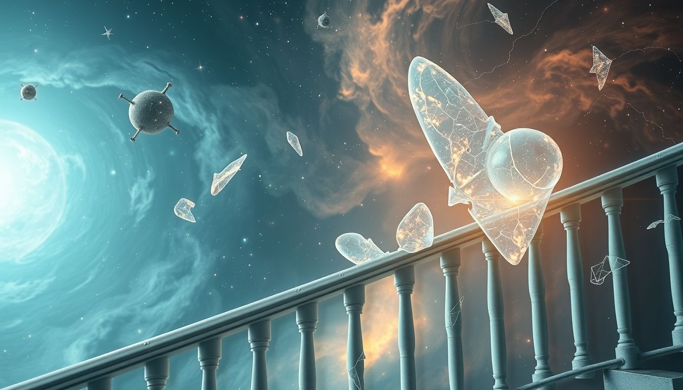 Een gebroken balustrade symboliseert kwetsbaarheid en onzekerheid in je leven.