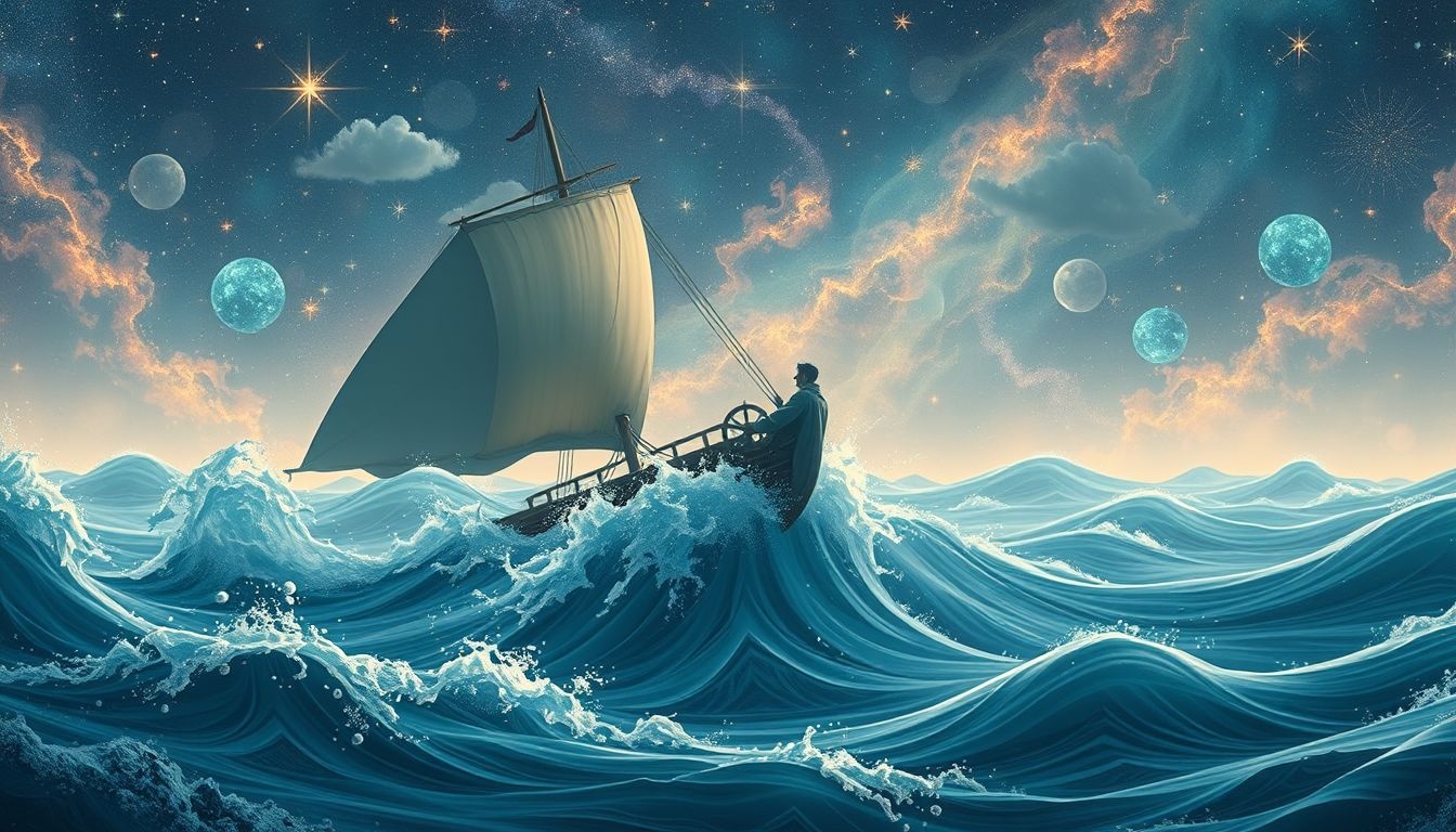 Een kapitein in storm symboliseert controle tijdens moeilijke tijden.