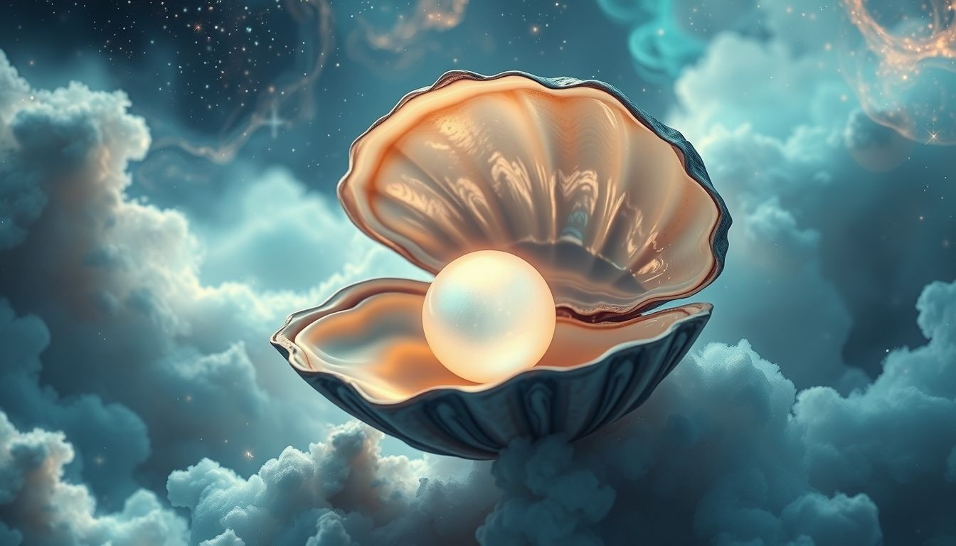 Een parel in een oesterschelp symboliseert verborgen waarde en groei.