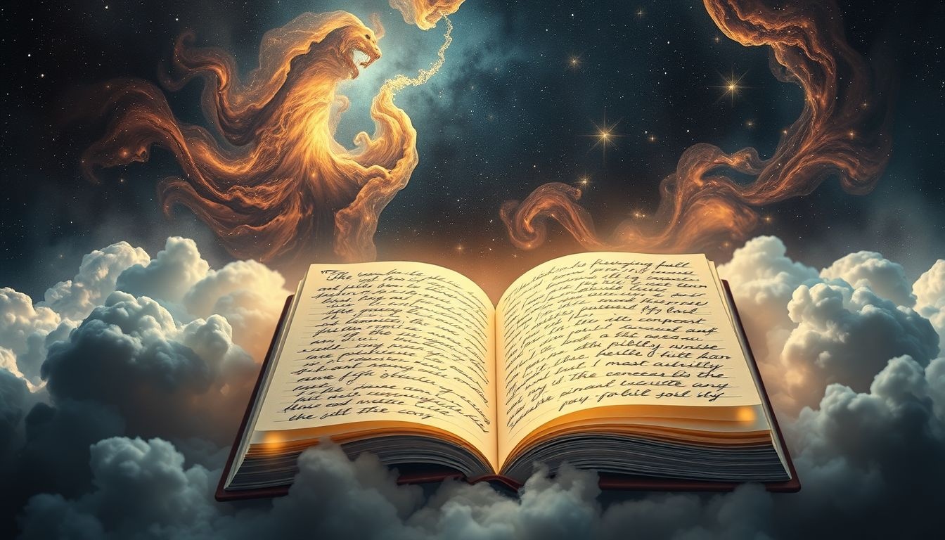 Een volgeschreven oefenboek symboliseert persoonlijke groei en zelfreflectie.