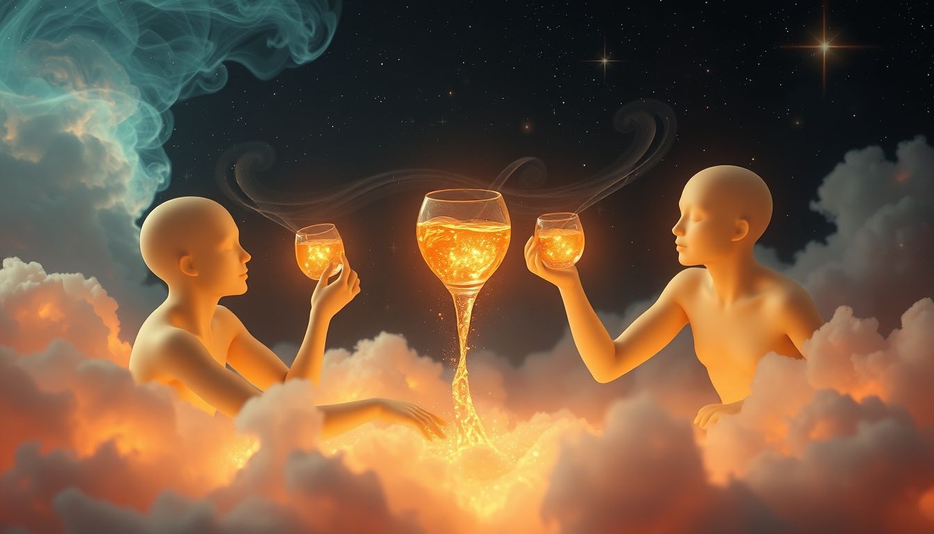 Goedkope drank delen symboliseert verbondenheid en eenvoudige vreugde.