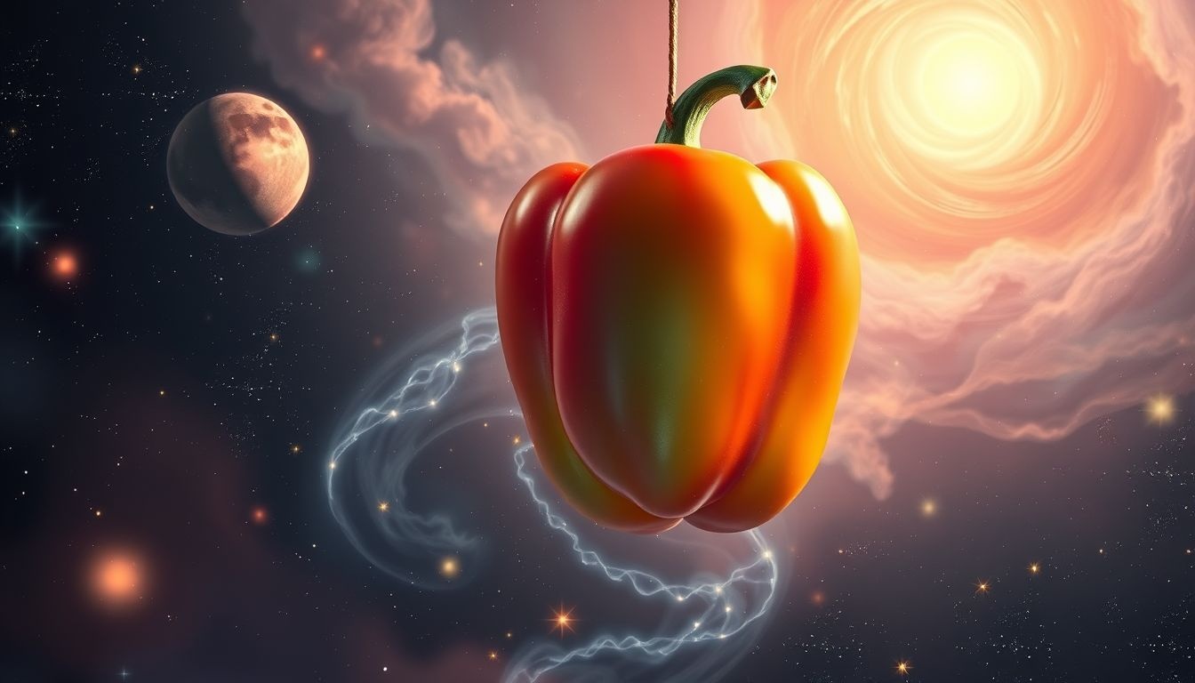 Een paprika als decoratie symboliseert creatieve expressie en levensvreugde.