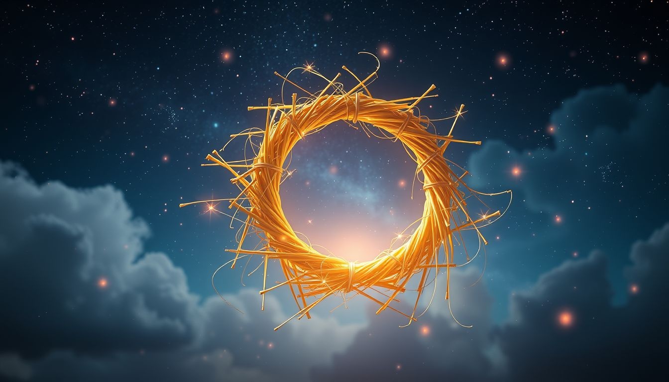 Dromen over een krans van stro repareren symboliseert herstel en hoop.