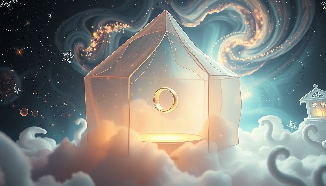 Een vingerring in een droomhuis symboliseert verbondenheid en harmonie.