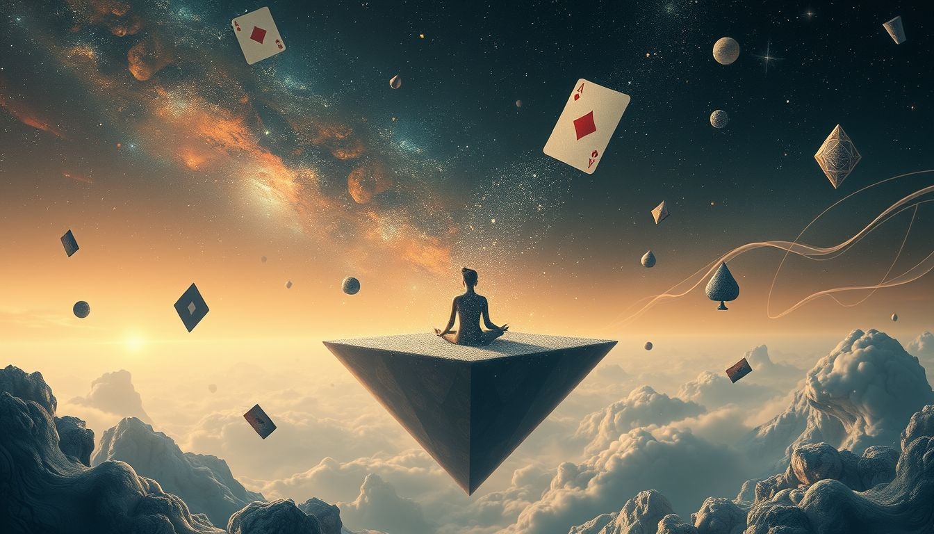 Solitaire spelen in ongewone omgevingen symboliseert innerlijke zoektocht naar rust.