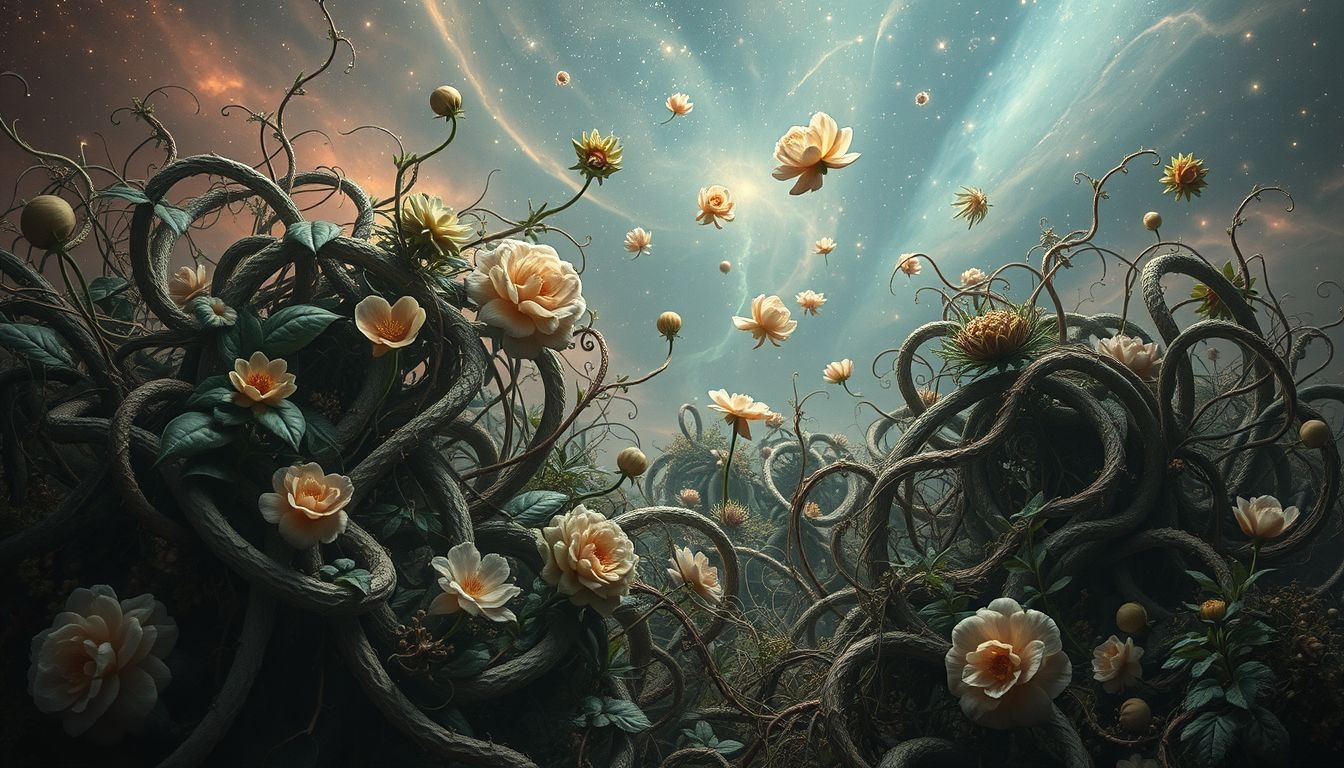 Een chaotische tuin symboliseert onderdrukte groei en creatieve blokkades.