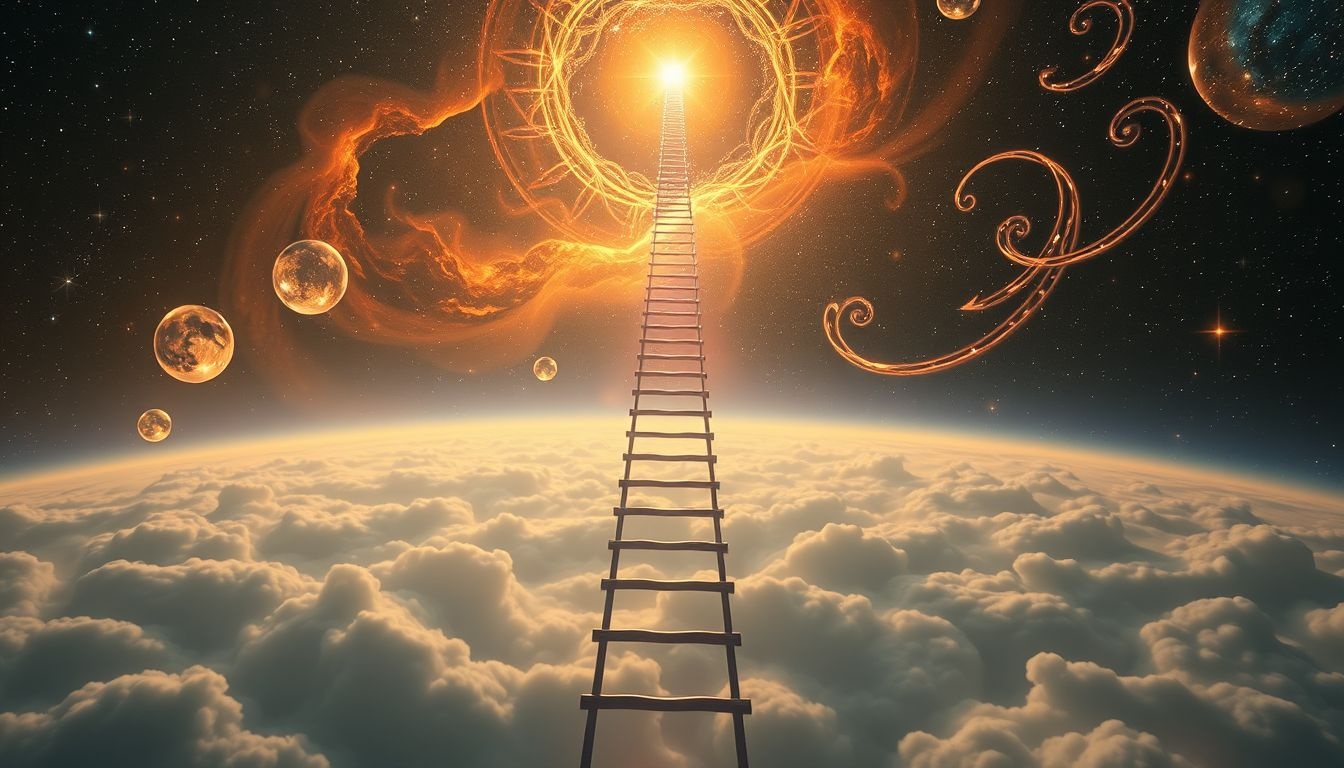 Een Jakobsladder symboliseert eindeloze groei en spirituele vooruitgang.